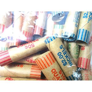 Preformed Assorted Coin Wrappers Tubes Nickels Quarters Dimes Pennies