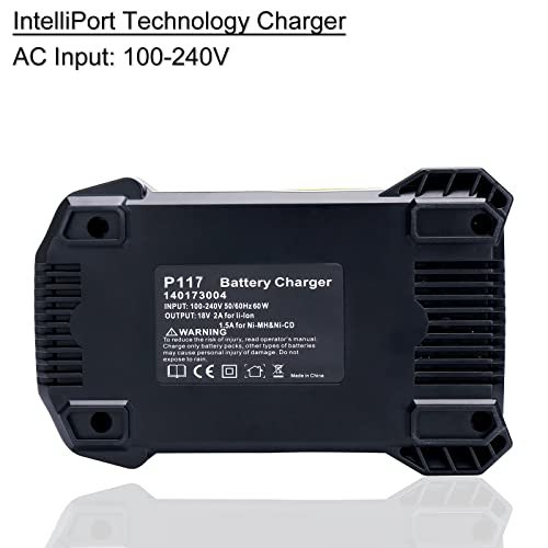 Biswaye Charger Replacement for Ryobi 18V Charger P117 Compatible with Ryobi 12V-18V One+ Lithium-Ion NiCad NiMh Battery P102 P108 P189 P197 P103 P105 P107 P190 P191 PBP002 PBP005