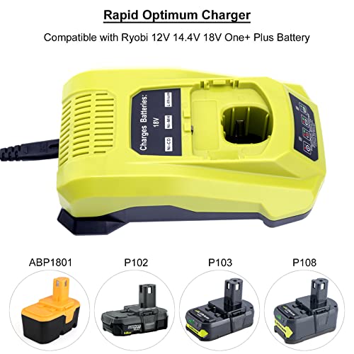 Biswaye Charger Replacement for Ryobi 18V Charger P117 Compatible with Ryobi 12V-18V One+ Lithium-Ion NiCad NiMh Battery P102 P108 P189 P197 P103 P105 P107 P190 P191 PBP002 PBP005