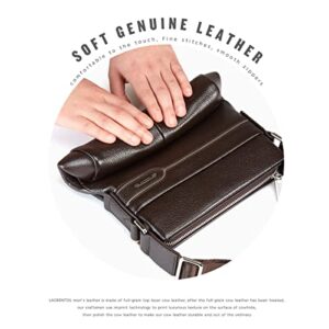 LAORENTOU Men's Genuine Leather Shoulder Bag, Business Crossbody Bag for Men Messenger Bags Leather Purse Men's Side Bags