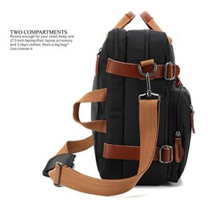 CoolBELL Convertible Backpack Messenger Shoulder Bag Laptop Case Handbag Business Briefcase Multi-Functional Travel Rucksack Fits 17.3 Inch Laptop for Men/Women (Black)
