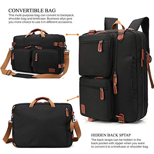 CoolBELL Convertible Backpack Messenger Shoulder Bag Laptop Case Handbag Business Briefcase Multi-Functional Travel Rucksack Fits 17.3 Inch Laptop for Men/Women (Black)