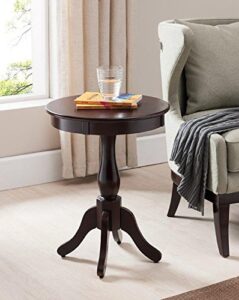 kings brand furniture cherry finish wood round pedestal side accent table