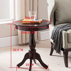 Kings Brand Furniture Cherry Finish Wood Round Pedestal Side Accent Table