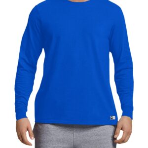 Russell Athletic mens Cotton Performance Long Sleeve T-Shirt, Royal, L