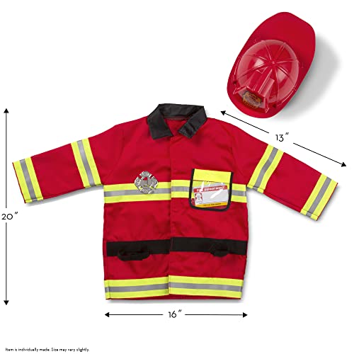 Melissa & Doug Fire Chief Role Play Dress-Up Set - Pretend Fire Fighter Outfit With Realistic Accessories, Firefighter Costume For Kids And Toddlers Ages 3+