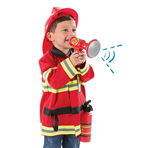 Melissa & Doug Fire Chief Role Play Dress-Up Set - Pretend Fire Fighter Outfit With Realistic Accessories, Firefighter Costume For Kids And Toddlers Ages 3+