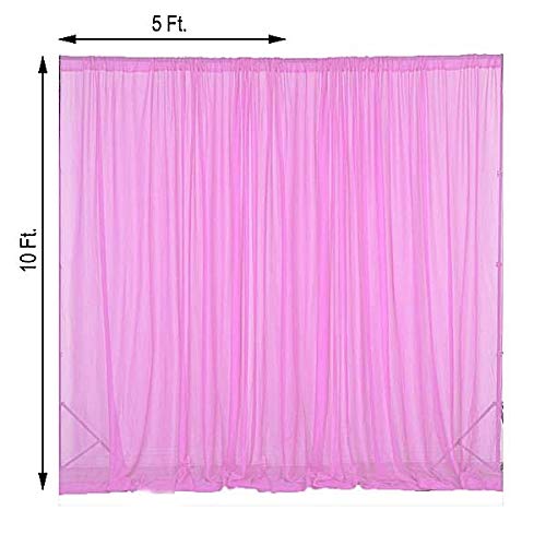 BalsaCircle 10 feet x 10 feet Pink Sheer Voile Backdrop Drapes Curtains 2 Panels 5x10 ft - Wedding Ceremony Party Home Decorations