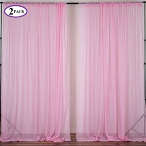 BalsaCircle 10 feet x 10 feet Pink Sheer Voile Backdrop Drapes Curtains 2 Panels 5x10 ft - Wedding Ceremony Party Home Decorations