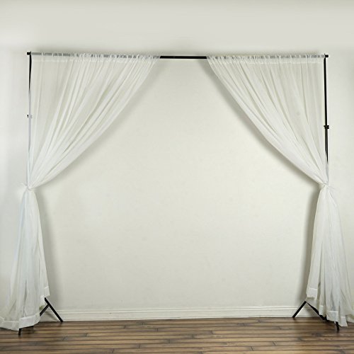 BalsaCircle 10 feet x 10 feet Ivory Sheer Voile Backdrop Drapes Curtains 2 Panels 5x10 ft - Wedding Ceremony Party Home Decorations