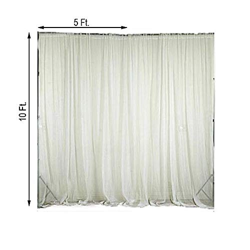 BalsaCircle 10 feet x 10 feet Ivory Sheer Voile Backdrop Drapes Curtains 2 Panels 5x10 ft - Wedding Ceremony Party Home Decorations