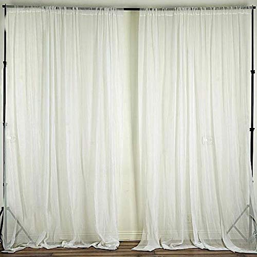 BalsaCircle 10 feet x 10 feet Ivory Sheer Voile Backdrop Drapes Curtains 2 Panels 5x10 ft - Wedding Ceremony Party Home Decorations