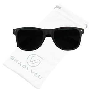 ShadyVEU Super Dark Round Sunglasses UV400 Casual Blacked Out 80's Retro Shades (Soft 2-Pack Deal, Dark Black)