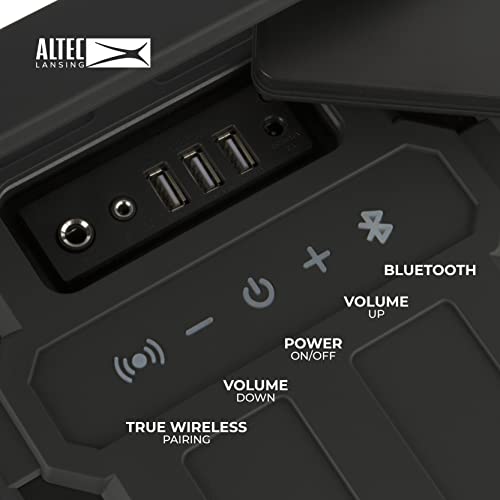 Altec Lansing Sonic Boom - Waterproof Bluetooth Speaker with Phone Charger, IP67 Outdoor Speaker, 3 USB Charging Ports, 50 Foot Range & 20 Hours Battery Life