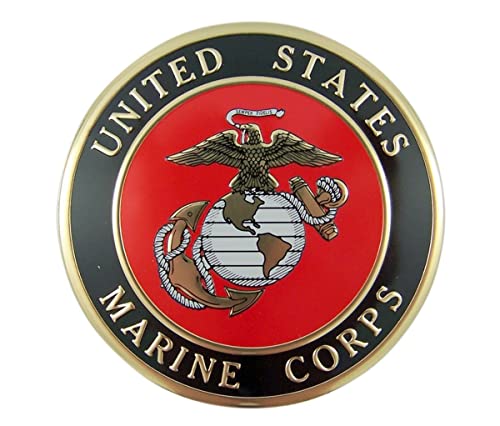 United States Military Marine Corps Metal Auto Decal Emblem, 4 Inch