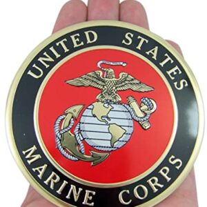 United States Military Marine Corps Metal Auto Decal Emblem, 4 Inch