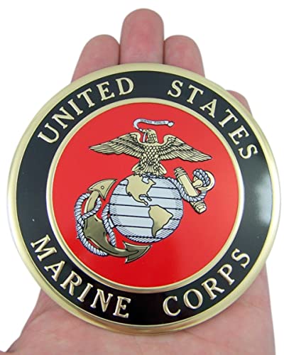 United States Military Marine Corps Metal Auto Decal Emblem, 4 Inch