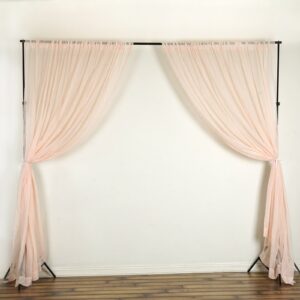 BalsaCircle 10 feet x 10 feet Blush Sheer Voile Backdrop Drapes Curtains 2 Panels 5x10 ft - Wedding Ceremony Party Home Decorations