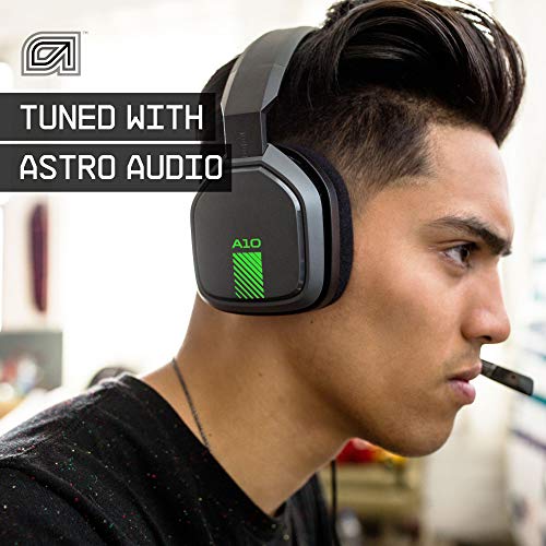 ASTRO Gaming A10 Wired Gaming Headset, Lightweight and Damage Resistant, ASTRO Audio, 3.5 mm Audio Jack, for Xbox Series X|S| One, PS5, PS4, Nintendo Switch, PC, Mac- Black/Green