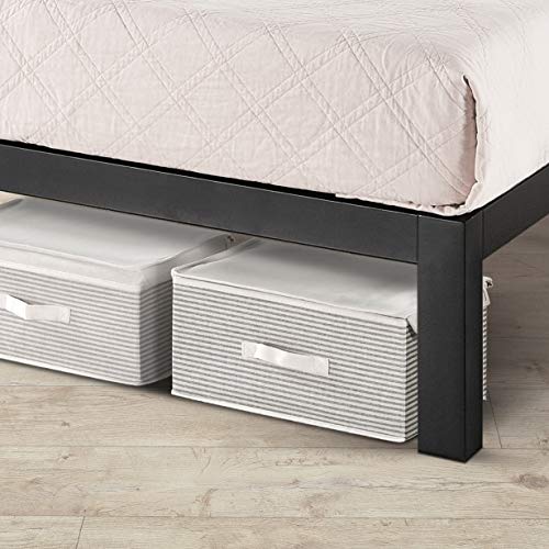 Mellow Rocky Base E 14" Platform Bed Heavy Duty Steel Black, w/ Patented Wide Steel Slats (No Box Spring Needed) - Cal King