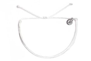 pura vida jewelry bracelets solid bracelet - 100% waterproof and handmade w/coated charm, adjustable band (solid white)