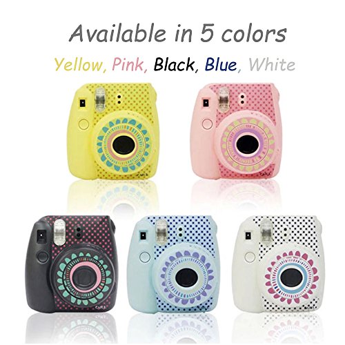 FoRapid Creative Fujifilm Mini 9/ Mini 8 Camera Decorative Body Sticker/Camera Decor Sticker Decals Compatible with Fujifilm Mini 9/8/8+ Camera – Sunflower/White Black Dots