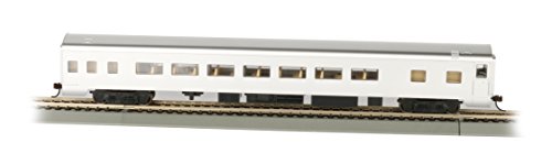 Bachmann Industries Painted Unlettered Aluminum Smooth-Side Coach Car with Lighted Interior (HO Scale), 85'