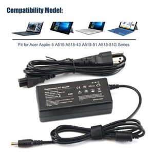 65W Ac Adapter/Laptop Charger/Power Supply for Acer Aspire 5 A515 A515-43 A515-51 :A515-43-R19L A515-51-58HD A515-51G-84SN A515-51-3509 A515-52-78MD A515-51G-53V6 A515-43-R5RE