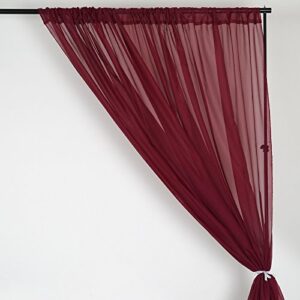 BalsaCircle 10 feet x 10 feet Burgundy Sheer Voile Backdrop Drapes Curtains 2 Panels 5x10 ft - Wedding Ceremony Home Decorations