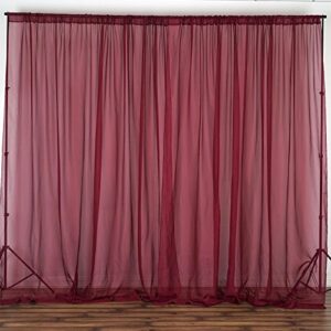 BalsaCircle 10 feet x 10 feet Burgundy Sheer Voile Backdrop Drapes Curtains 2 Panels 5x10 ft - Wedding Ceremony Home Decorations