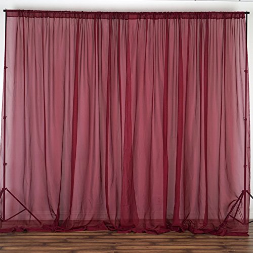 BalsaCircle 10 feet x 10 feet Burgundy Sheer Voile Backdrop Drapes Curtains 2 Panels 5x10 ft - Wedding Ceremony Home Decorations