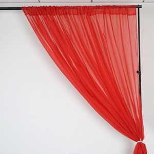 BalsaCircle 10 feet x 10 feet Red Sheer Voile Backdrop Drapes Curtains 2 Panels 5x10 ft - Wedding Ceremony Party Home Decorations