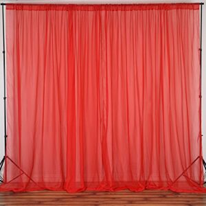 BalsaCircle 10 feet x 10 feet Red Sheer Voile Backdrop Drapes Curtains 2 Panels 5x10 ft - Wedding Ceremony Party Home Decorations