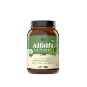complete natural products pure alfalfa leaf (medicago sativa) - 100 capsules - 630mg of pure dried organic alfalfa leaf powder in veggie capsules