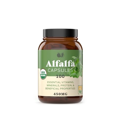 Complete Natural Products Pure Alfalfa Leaf (Medicago Sativa) - 100 Capsules - 630mg of Pure Dried Organic Alfalfa Leaf Powder in Veggie Capsules