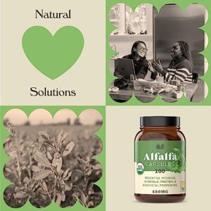 Complete Natural Products Pure Alfalfa Leaf (Medicago Sativa) - 100 Capsules - 630mg of Pure Dried Organic Alfalfa Leaf Powder in Veggie Capsules