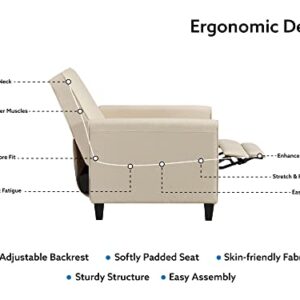 Landon Manual Pushback Recliner Chairs, Customizable Comfort in a Compact Design Reclining Chair, Small Recliners for Small Spaces with Adjustable Footrest, Linen Push Back Recliner Chair – Dark Gray