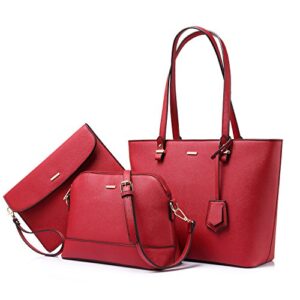 handbags for women shoulder bags tote satchel hobo 3pcs purse set red