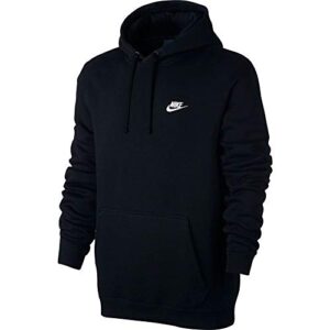 nike men's sportswear club pullover hoodie, black/black/white, large tall