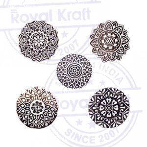 Artistic Motif Round and Mandala Block Print Wood Stamps (Set of 5)