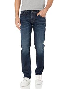 silver jeans co. men's allan slim fit straight leg jeans, dark wash bbs491, 32w x 32l