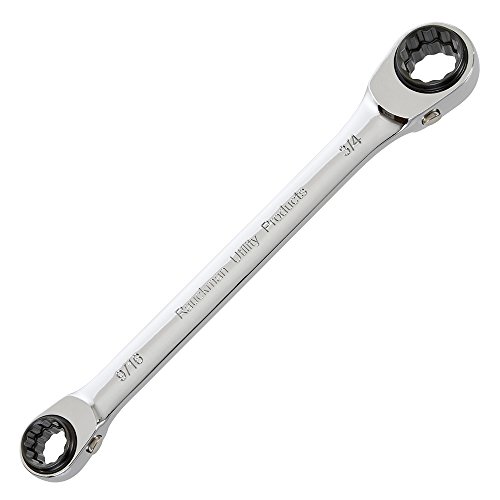 Rauckman Utility Products BugWrench, 4-in-1 Double Ended Reverse Ratcheting Box Wrench - 1/2"& 9/16" x 5/8"& 3/4" - Heavy Duty Forged Combination Lineman Wrench