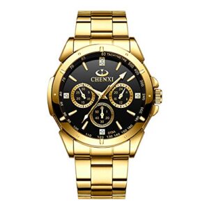 dreaming q&p gold men's luxury wrist watches for man,black face stainless steel classic business golden series watch