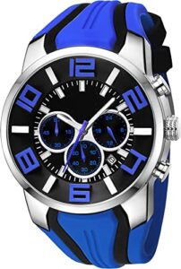 findtime blue mens sport watches for men reloj para hombre colorful analog wrist watch chronograph for running training stopwatch