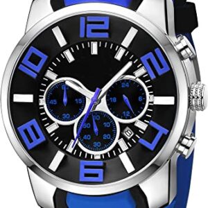 findtime Blue Mens Sport Watches for Men Reloj para Hombre Colorful Analog Wrist Watch Chronograph for Running Training Stopwatch