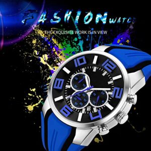 findtime Blue Mens Sport Watches for Men Reloj para Hombre Colorful Analog Wrist Watch Chronograph for Running Training Stopwatch