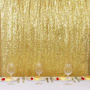 TRLYC 2FT by 8FT Christmas Sparkly Gold Sequin Window Curtain Backdrop for Wedding Party