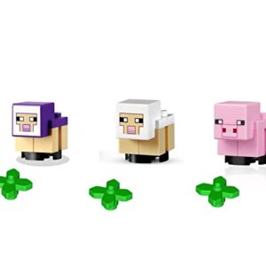 LEGO Minifigure Minecraft Animal Combo - Baby Cow, Baby Mooshroom Cow, and Baby Pig (with Minecraft Plants)