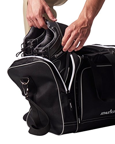 Athletico Bowling Bag for Single Ball - Single Ball Tote Bag With Padded Ball Holder - Fits a Single Pair of Bowling Shoes Up to Mens Size 14 (Black)