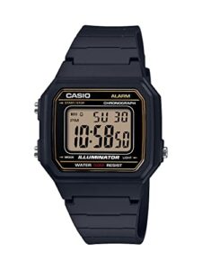 casio men's 'classic' quartz resin casual watch, color:black (model: w-217h-9avcf)